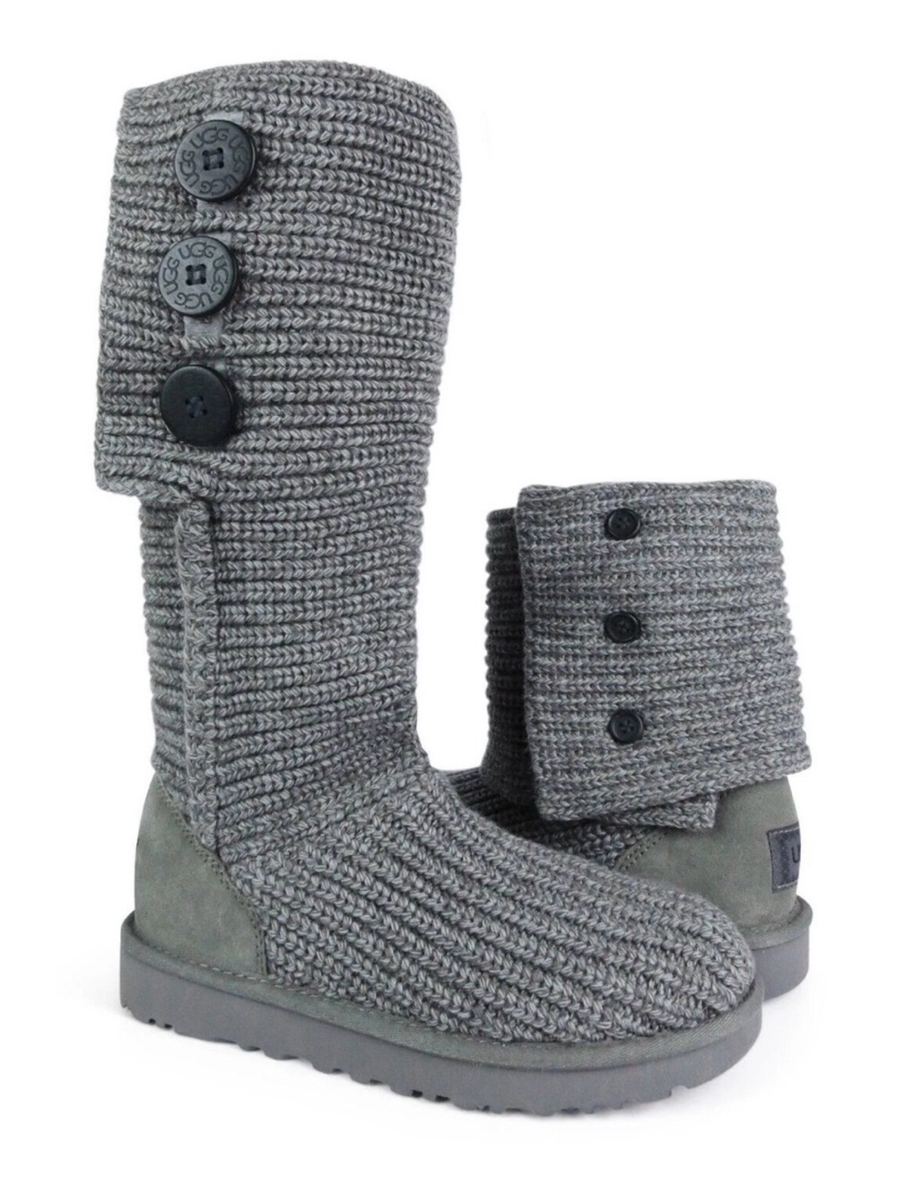 UGG Knit Button Boots - Gray